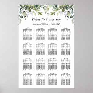 Affiche Élégant Eucalyptus 16 Tables Mariage GRAPHIQUE DE