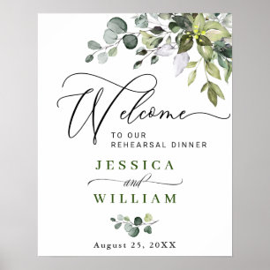 Affiche Elégant Eucalyptus Aquarelle Dîner De Répétition P