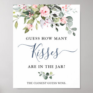 Affiche Elegant Eucalyptus Blush Roses Mariage Shower
