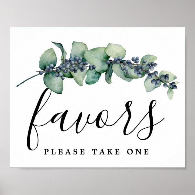 Affiche Élégant Eucalyptus Botanical Wedding Favor Sign (Devant)