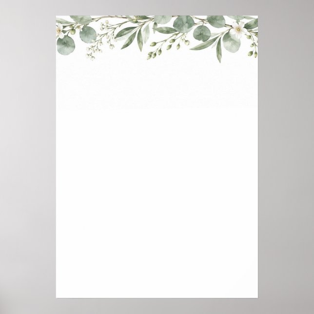 Affiche Elegant Eucalyptus Botanical Wedding Seating Chart (Devant)