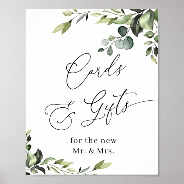 Affiche Élégant Eucalyptus Cartes & Cadeaux Mariage Signal (Devant)