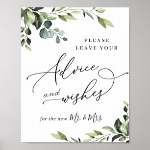 Affiche Élégant Eucalyptus Conseils & Voeux Mariage Signal