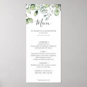 Affiche Elégant eucalyptus feuille verdure simple mariage