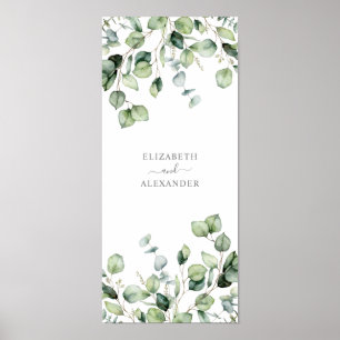 Affiche Elégant eucalyptus feuille verdure simple mariage