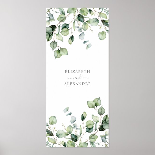 Affiche Elégant eucalyptus feuille verdure simple mariage (Devant)