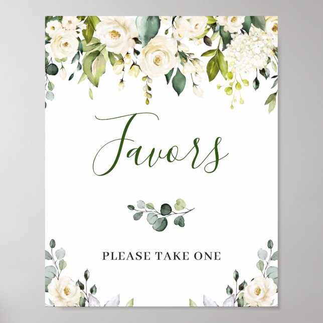 Affiche Élégant Eucalyptus Floral Faveurs Mariage SIGNE (Devant)