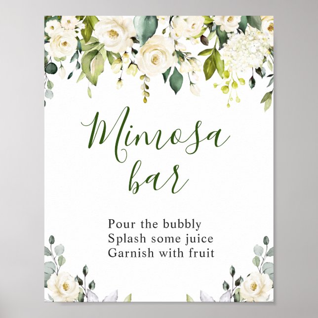 Affiche Élégant Eucalyptus Floral Mimosa Bar Mariage (Devant)