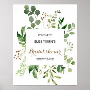 Affiche Elegant Eucalyptus Greenery Bridal Shower Welcome