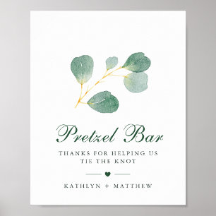 Affiche Elégant Eucalyptus Greenery Mariage Pretzel Bar