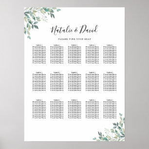 Affiche Elégant Eucalyptus Greenery Mariage Seating Chart
