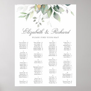 Affiche Elégant Eucalyptus Greenery Mariage Seating Chart