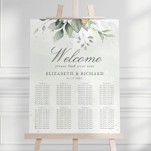 Affiche Elégant Eucalyptus Greenery Mariage Seating Chart