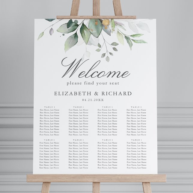 Affiche Elégant Eucalyptus Greenery Mariage Seating Chart (Créateur téléchargé)