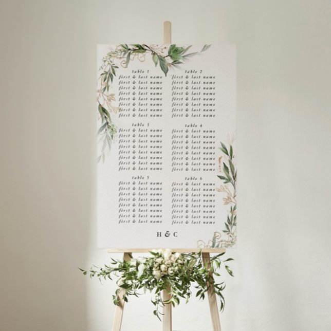 Affiche Elégant Eucalyptus Greenery Mariage Seating Chart (Créateur téléchargé)