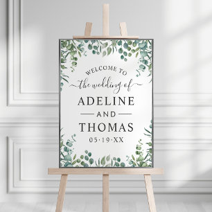 Affiche Elégant Eucalyptus Mariage de verdure Bienvenue