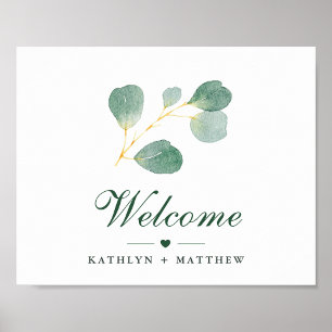 Affiche Elégant Eucalyptus Mariage de verdure Bienvenue