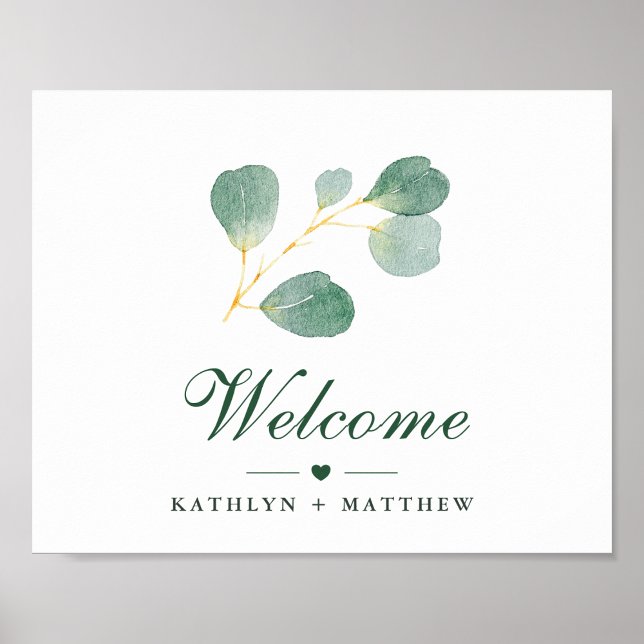 Affiche Elégant Eucalyptus Mariage de verdure Bienvenue (Créateur téléchargé)