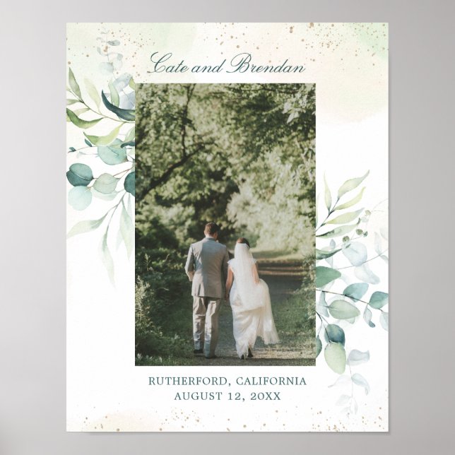 Affiche Elégant Eucalyptus Mariage Photo (Devant)