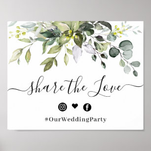 Affiche Élégant Eucalyptus Partagez le signe Mariage d'amo