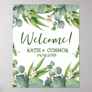Affiche Elégant Eucalyptus verdure Favoriser Bienvenue Inv