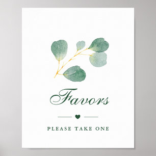 Affiche Elégant Eucalyptus Verdure Mariage d'hiver Faveurs