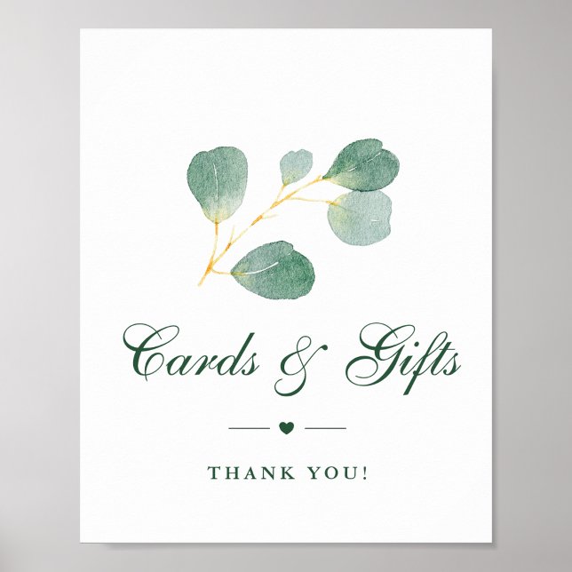 Affiche Elégant Eucalyptus Vert Mariage Cartes & Cadeaux (Créateur téléchargé)