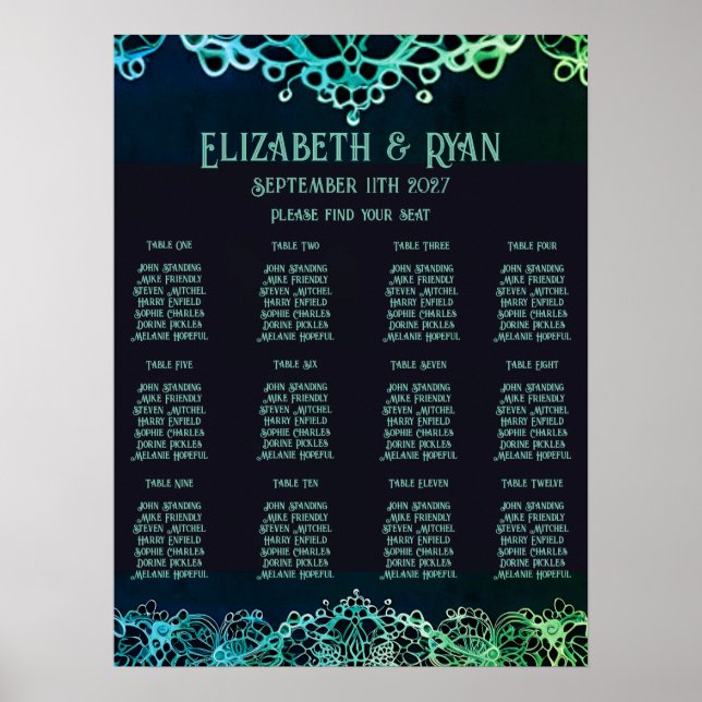 Affiche Élégant Faire-part de mariage dentelle (Devant)