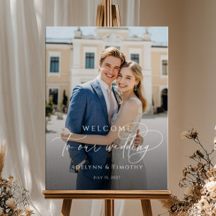 Affiche Élégant faire-part de mariage photo de bienvenue
