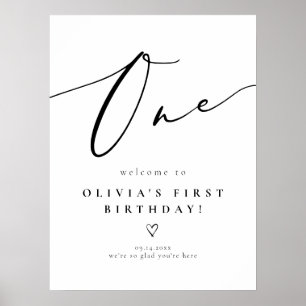 Affiche Élégant Faire-part de Naissance avec Calligraphie