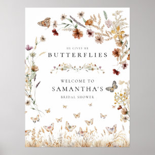 Affiche Élégant Fête des mariées de papillons floraux