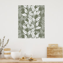 Élégant feuillage botanique moderne vert mousse