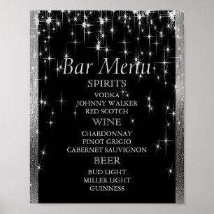 Affiche Élégant Flammes Noir et Argent - Menu Bar