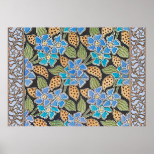 Affiche Élégant Fleur Bleu Périwinkle Floral Classic