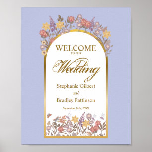 Affiche Élégant Fleur sauvage Arch Gold Lavender Dusty vio