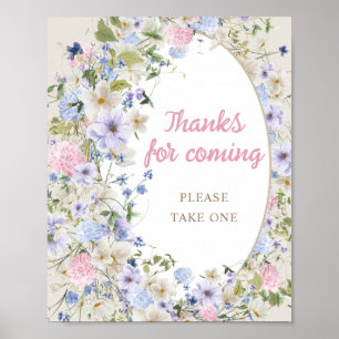 Affiche Élégant Fleur sauvage Meadow Blush Merci d'être ve