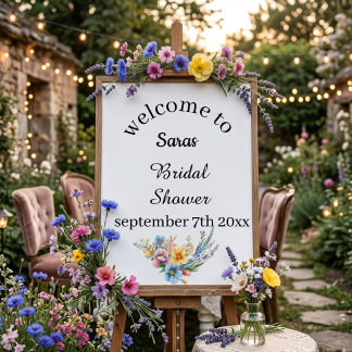 Affiche Elegant Floral Bridal Shower Welcome Sign