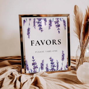 Affiche Élégant floral Lavender Wedding Favors signe