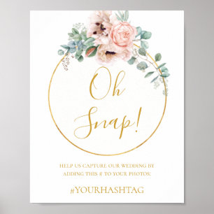 Affiche Élégant flou   Hashtag Mariage Oh Snap