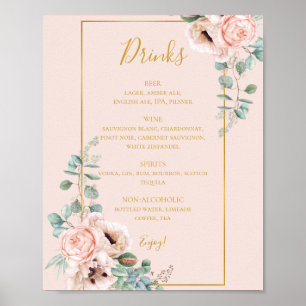 Affiche Élégant flou   Menu des boissons Mariages Pastel
