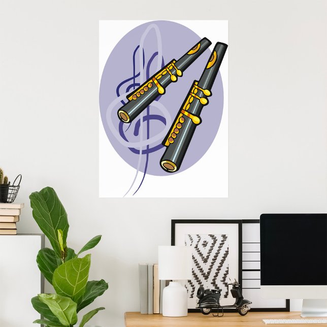 Affiche Élégant Flute Duet musique instrument de musique (Créateur téléchargé)