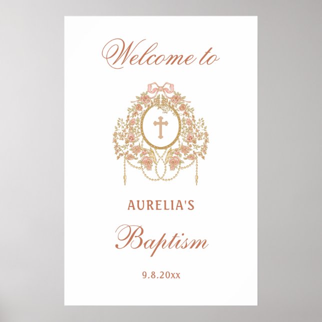Affiche Elegant Frame Holy Cross Baptism Welcome (Devant)