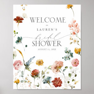 Affiche Elegant Garden Flowers Bridal Shower Welcome Poste