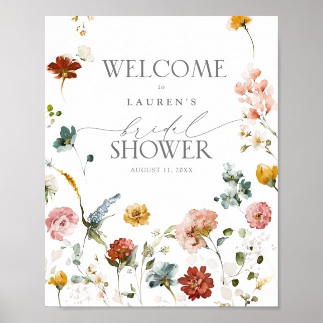 Affiche Elegant Garden Flowers Bridal Shower Welcome Poste (Devant)