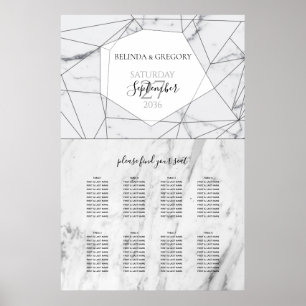 Affiche Elegant Geometric Marble Wedding Seating Chart