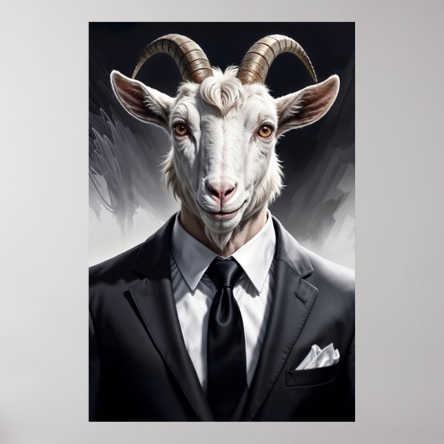 Affiche Elegant goat gentleman in formal portrait scene (Devant)