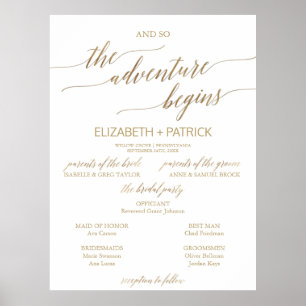 Affiche Elégant Gold Calligraphy Adventure Wedding Program