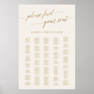 Affiche Élégant Gold Calligraphy Ivory 200+ Seating Chart