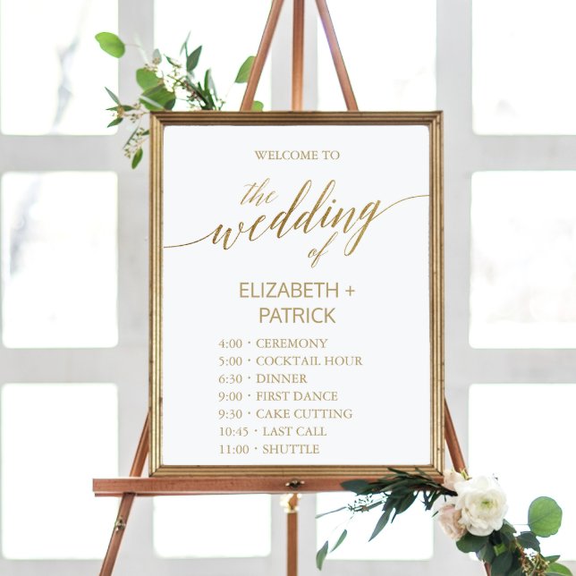 Affiche Elégant Gold Calligraphy Ordre des événements (Créateur téléchargé)