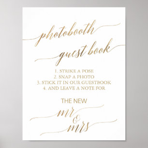 Affiche Elegant Gold Calligraphy Photobooth Guest Book
